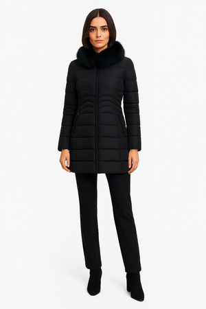 MilaBelle™ – Doudoune slim midi bleu glacé