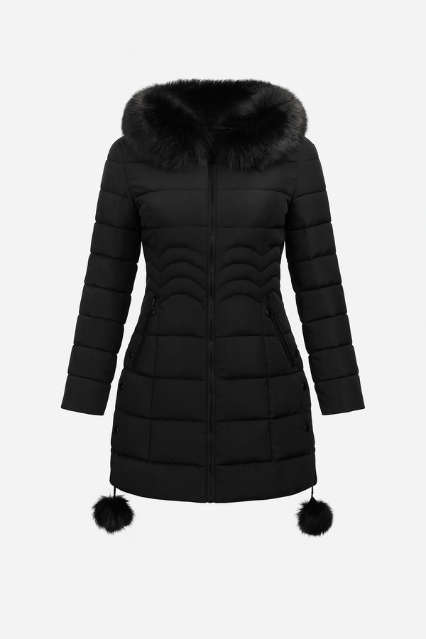 MilaBelle™ – Doudoune slim midi bleu glacé