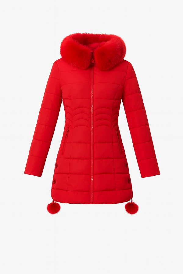 MilaBelle™ – Doudoune slim midi bleu glacé