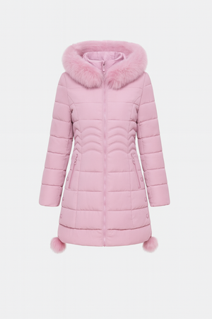 MilaBelle™ – Doudoune slim midi bleu glacé