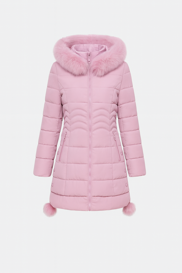 MilaBelle™ – Doudoune slim midi bleu glacé