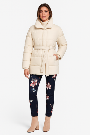 Élodie™ – Doudoune ceinturée noire midi ✨