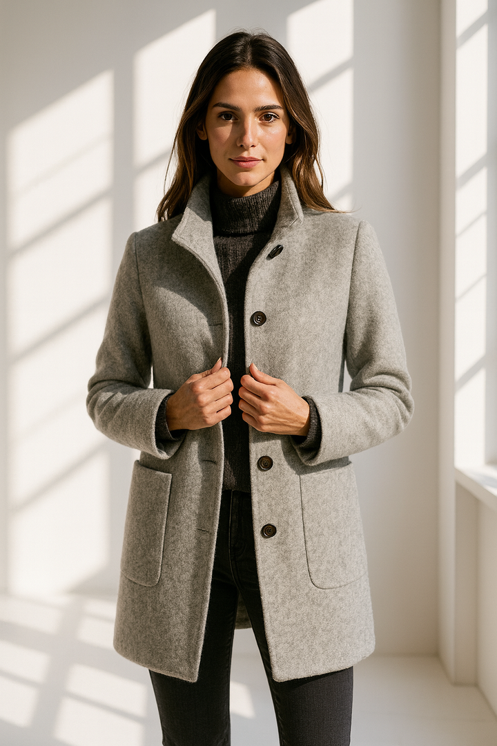 Clara™ – Manteau structuré en laine gris perle