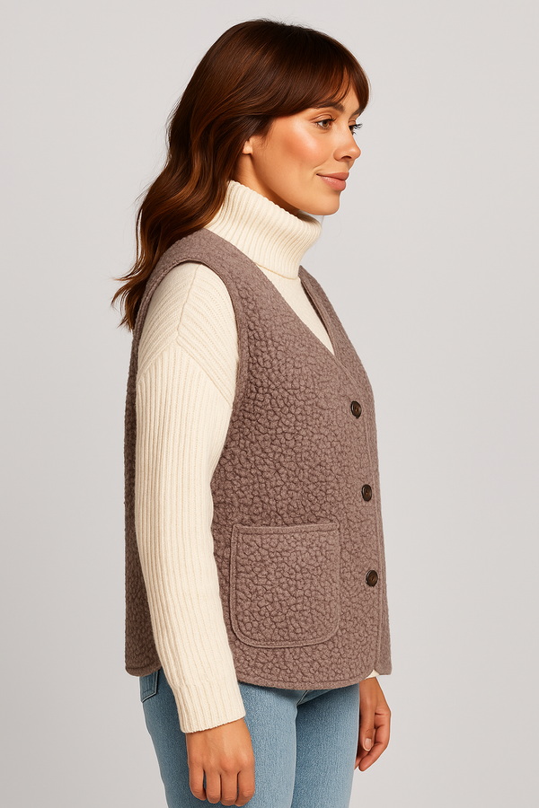 Émy™ – Gilet chaud doublé en teddy, automne/hiver