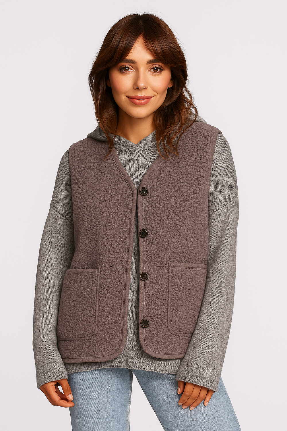 Émy™ – Gilet chaud doublé en teddy, automne/hiver