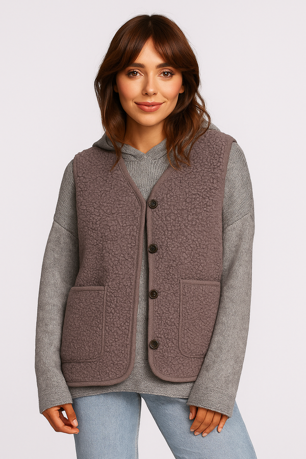 Émy™ – Gilet chaud doublé en teddy, automne/hiver
