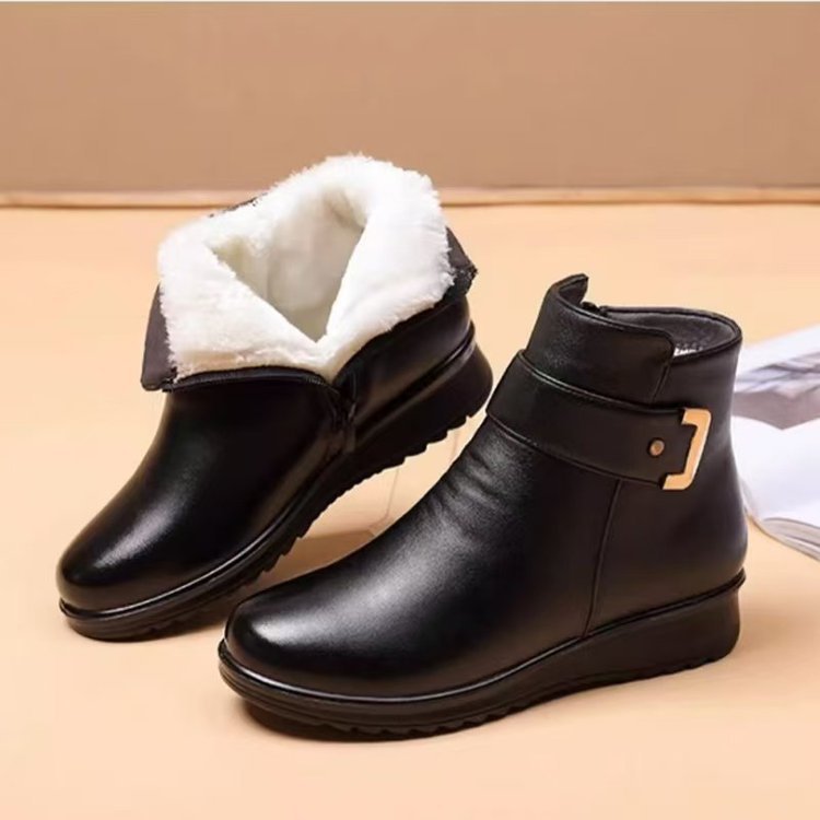 Bottines d’Hiver Québec – Cuir Chaud & Doublure Laine Ortho Confort ✨
