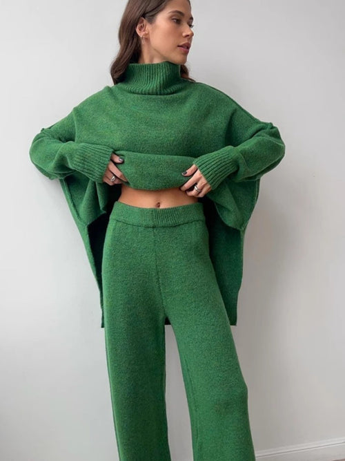 Aurélie™ – Ensemble tricoté chaud deux pièces beige sable 🤎