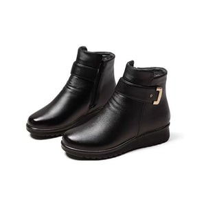 Bottines d’Hiver Québec – Cuir Chaud & Doublure Laine Ortho Confort ✨