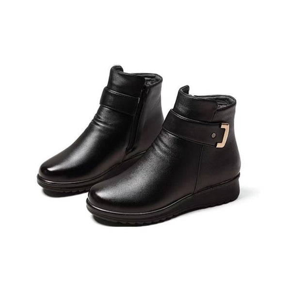 Bottines d’Hiver Québec – Cuir Chaud & Doublure Laine Ortho Confort ✨