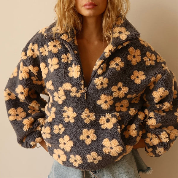 FlorineNord™ – Sweat fleuri en laine douce style Québec Cozy 🌼