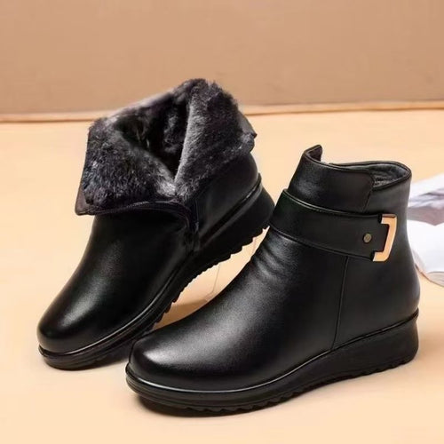 Bottines d’Hiver Québec – Cuir Chaud & Doublure Laine Ortho Confort ✨