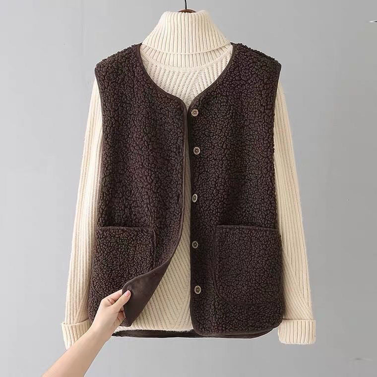 Émy™ – Gilet chaud doublé en teddy, automne/hiver