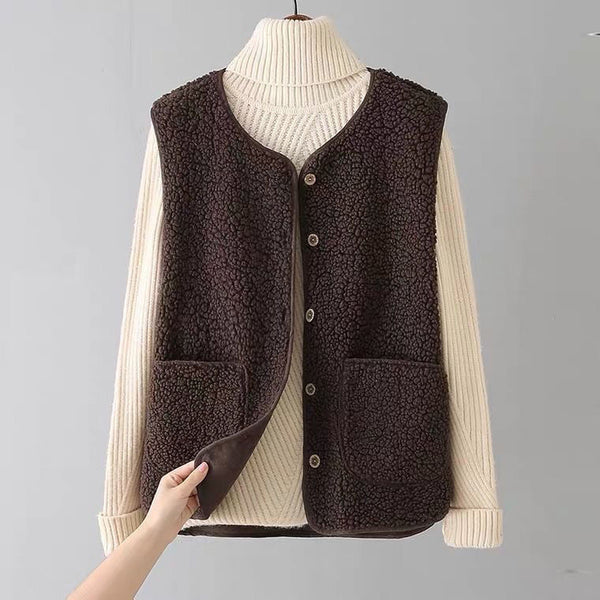 Émy™ – Gilet chaud doublé en teddy, automne/hiver