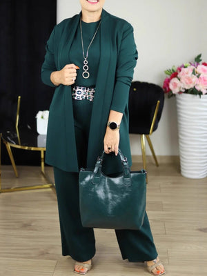 Élena™ – Ensemble 3 pièces avec blouse manches longues, ceinture & pantalon comfy