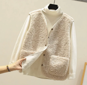Émy™ – Gilet chaud doublé en teddy, automne/hiver
