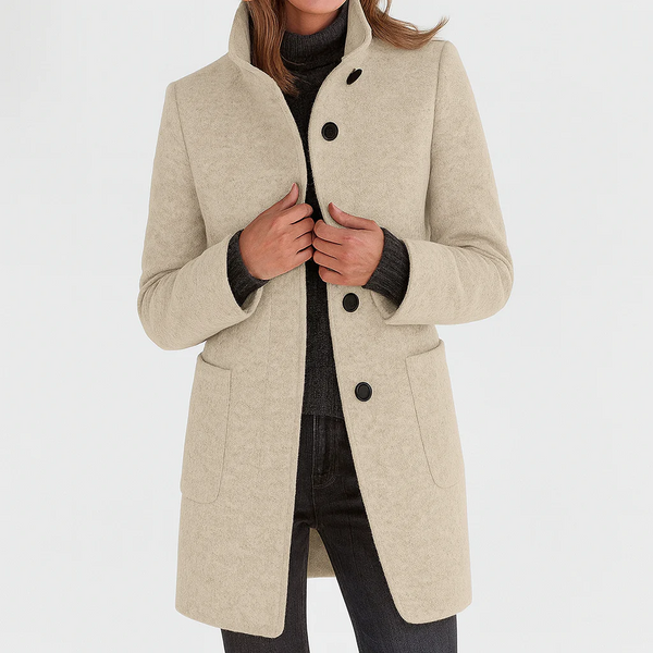 Clara™ – Manteau structuré en laine gris perle