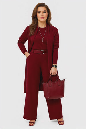 Élena™ – Ensemble 3 pièces avec blouse manches longues, ceinture & pantalon comfy