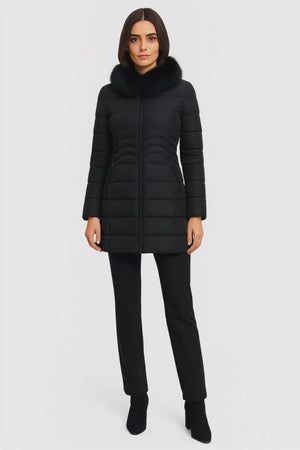 MilaBelle™ – Doudoune slim midi bleu glacé