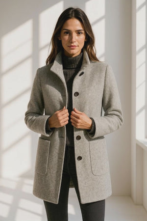 Clara™ – Manteau structuré en laine gris perle